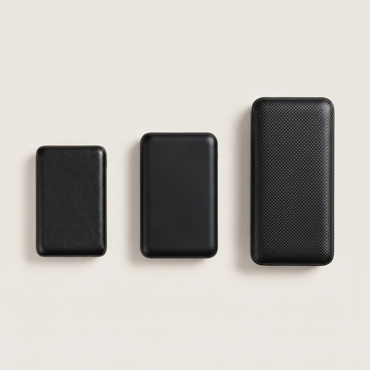 Die drei BergHeat Powerbanks im Größenvergleich: 5.000, 10.000 und 20.000 mAh